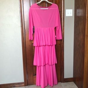 Vintage Maxi Hot Pink Tiered Dress
